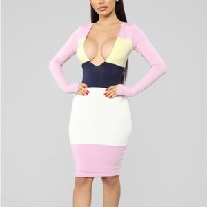 Fashion Nova Color Block Midi Dress
